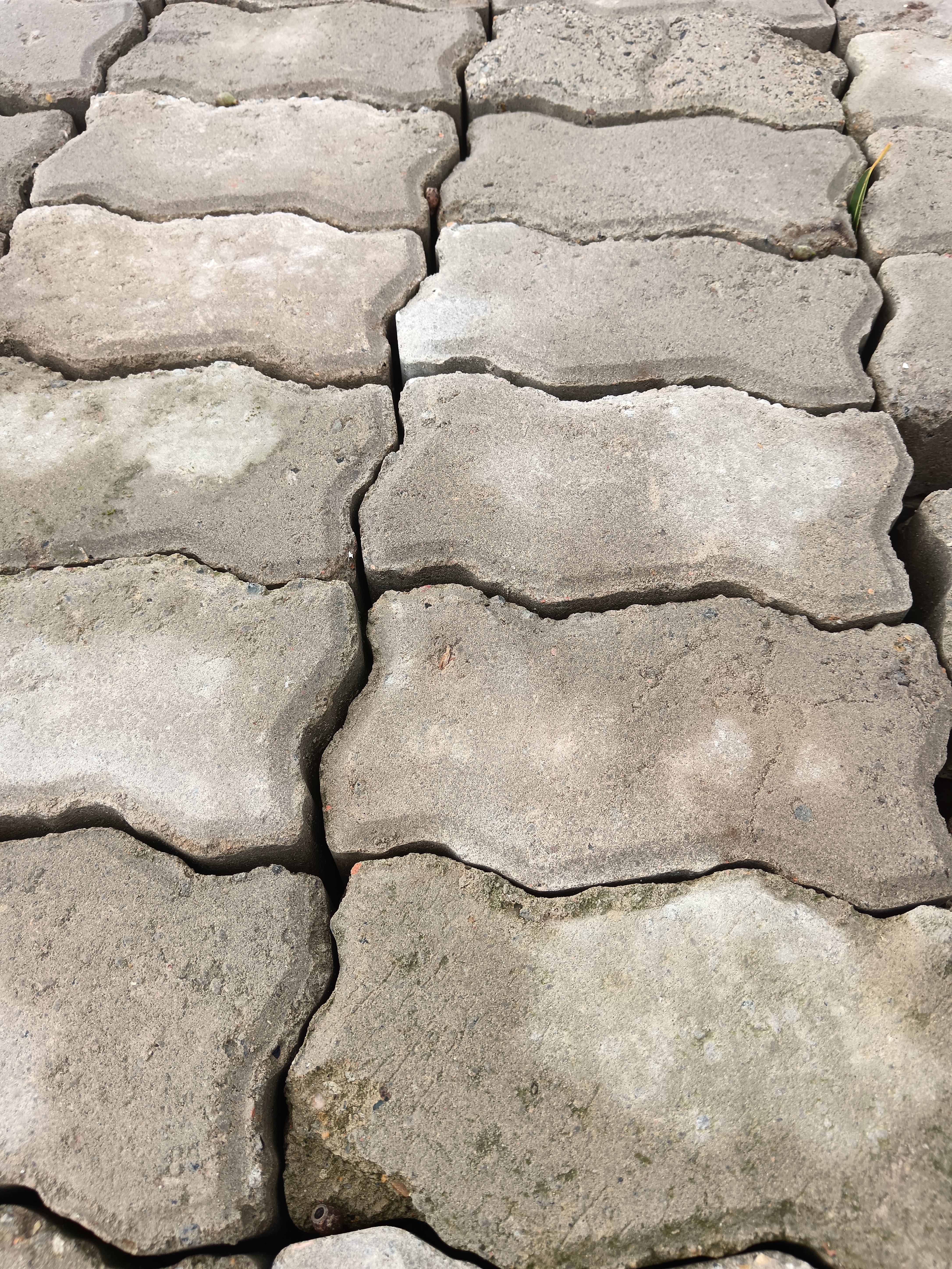 Grey interlock paving